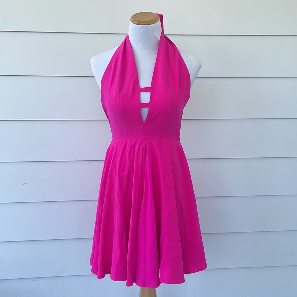 Amanda Uprichard Fuschia Backless Halter Dress